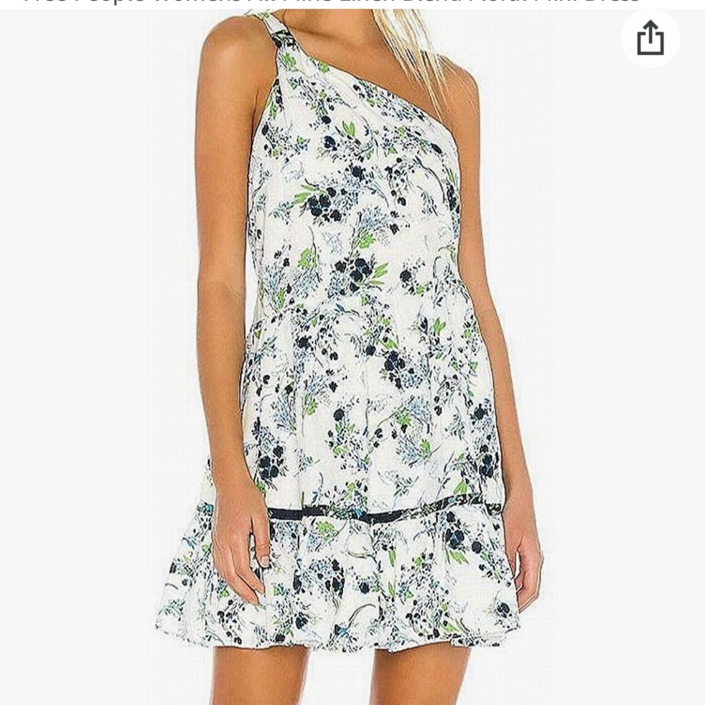 Free People White and Blue Mini Dress with Effortless Style